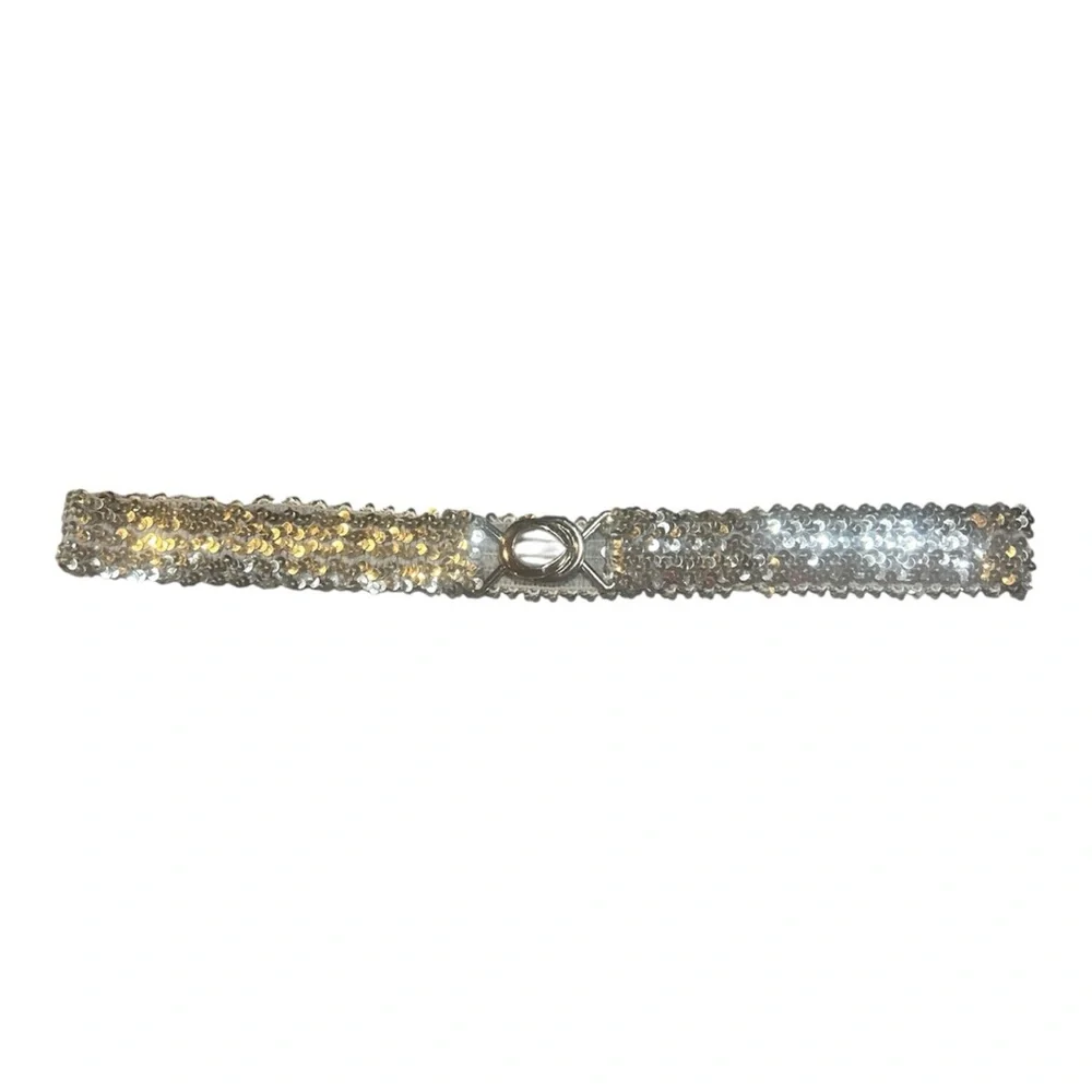 Women’s Silver Sequined Elastic Belt 36”